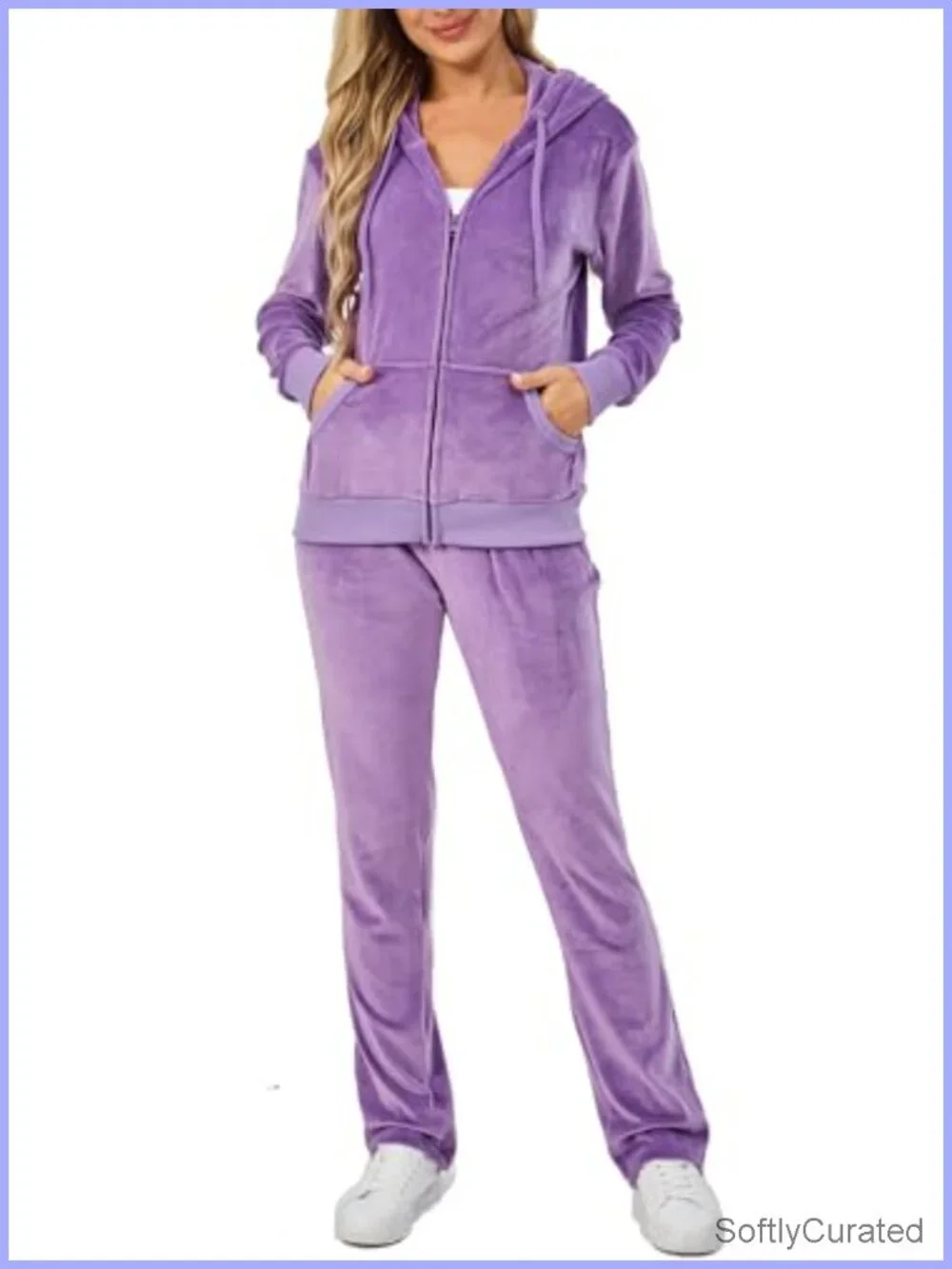 Velour Track Suit for Women, 2 Piece Sweatsuit Set, Full Zip Hoodie & Jogger